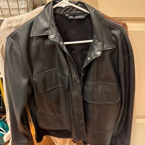 Zara Women's Sleek Black Leather Jacket
